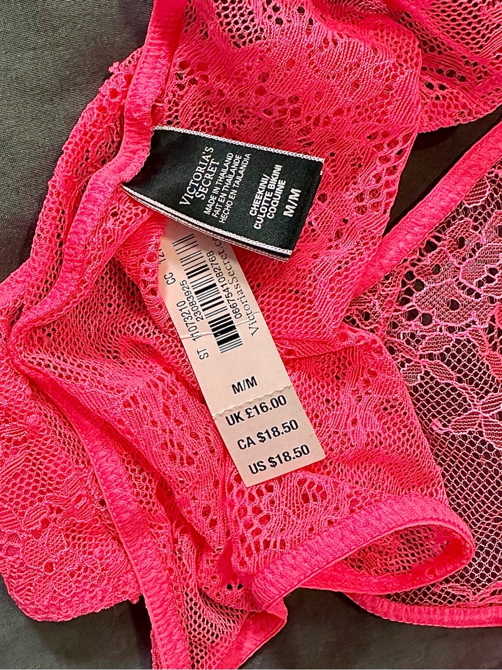 Victoria’s Secret Very Sexy Neon Pink Lace Bra & Panty Set 32DD Medium NWT Y2K - Picture 3 of 9